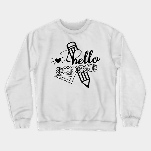 Back to School Hello 2nd Grade School Crewneck Sweatshirt by mo designs 95